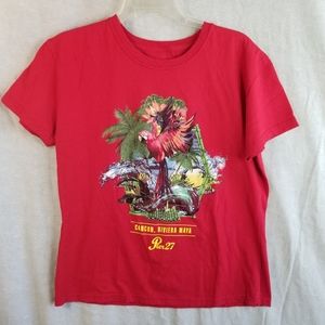 Pier 27 Cancun‎ Riviera Maya Tee Men’s Small Shirt Red Flying Parrot 100% Cotton
